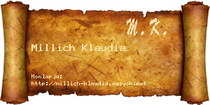Millich Klaudia névjegykártya